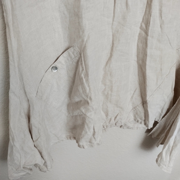 John Mark linen lagenlook mock neck asymmetric sleeveless top sz L - Picture 4 of 9